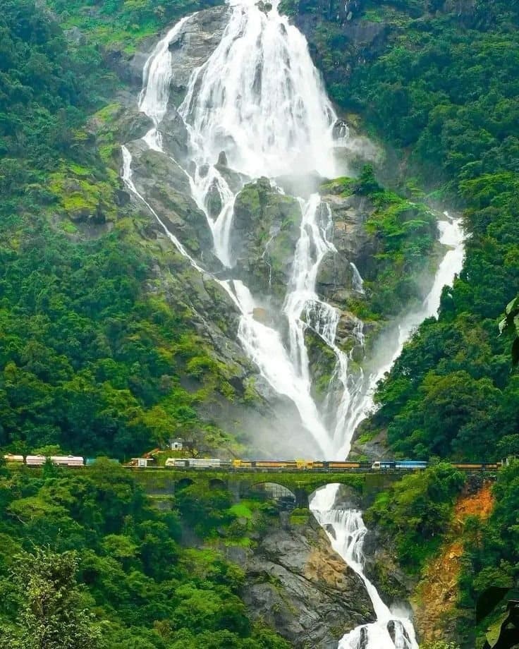 Dudhsagar falls in full flow through the Western Ghats